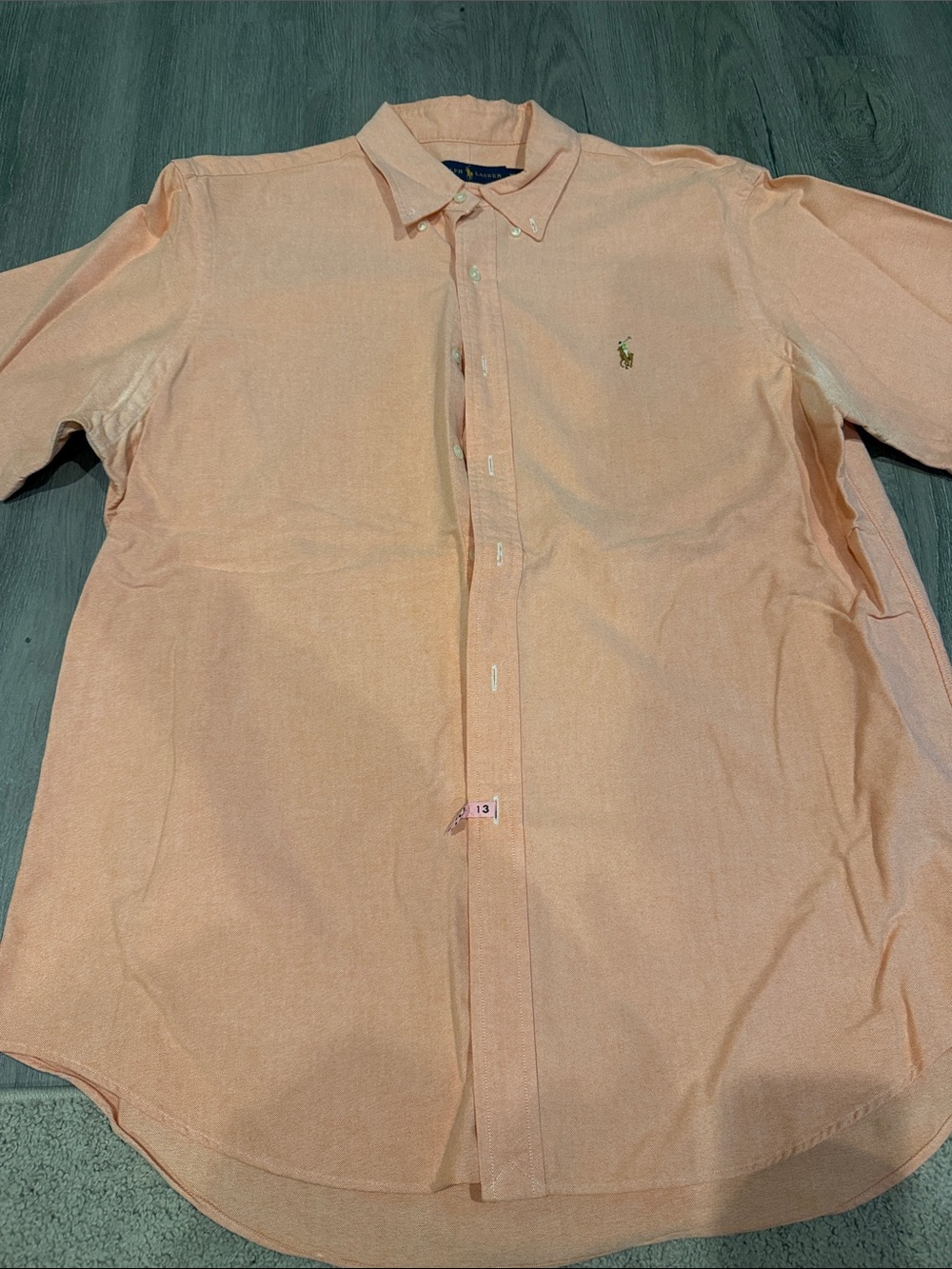 Ralph Lauren Peach / Orange Short sleeve Button-Down Shirt with Embroidered Pony